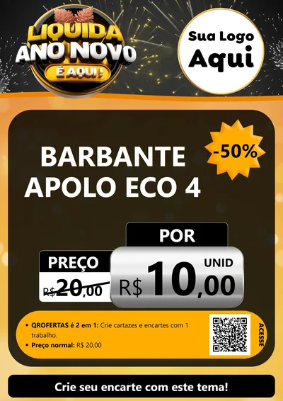 Modelo de Cartaz para Cartaz A4 Vertical com o tema Liquida Ano Novo É Aqui! para Armarinho e Aviamentos