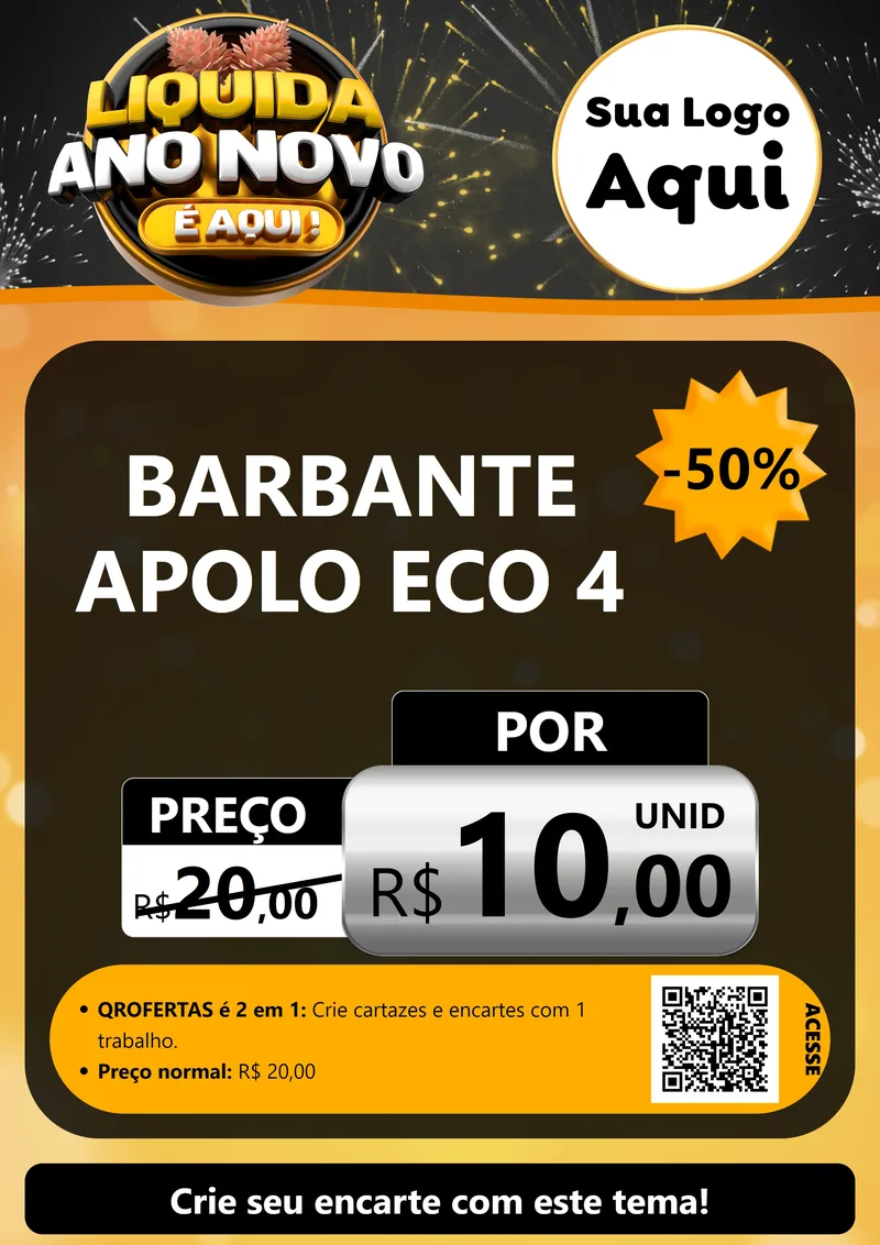 Modelo de Cartaz para Cartaz A4 Vertical com o tema Liquida Ano Novo É Aqui! para Armarinho e Aviamentos