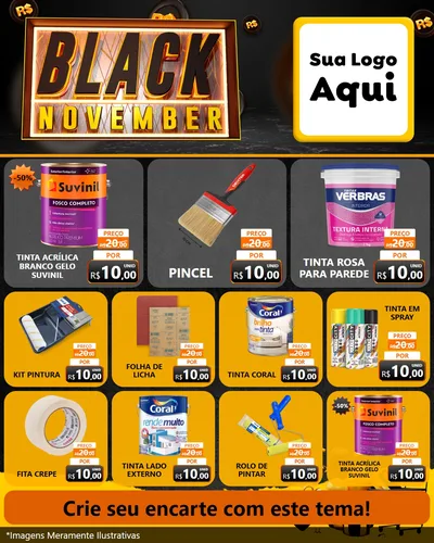 Modelo de Rede Social para Feed Instagram com o tema Black November para Tintas e Ferramentas