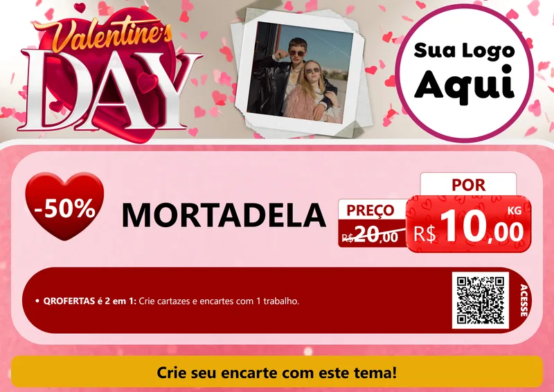 Modelo de Cartaz para Cartaz A4 Horizontal com o tema Valentine's Day para Frios e Laticínios