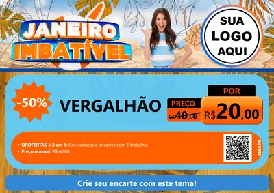 Modelo de Cartaz para Cartaz A4 Horizontal com o tema Janeiro Imbatível para Ferragens