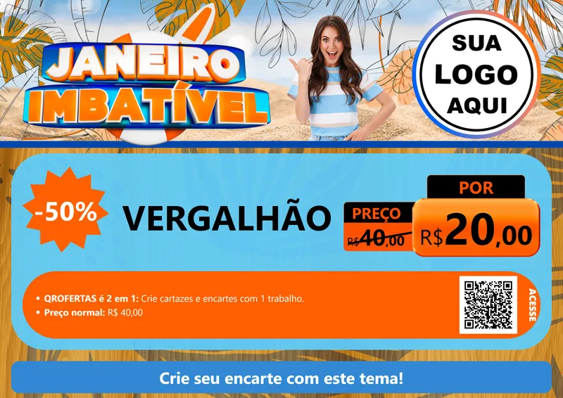 Modelo de Cartaz para Cartaz A4 Horizontal com o tema Janeiro Imbatível para Ferragens