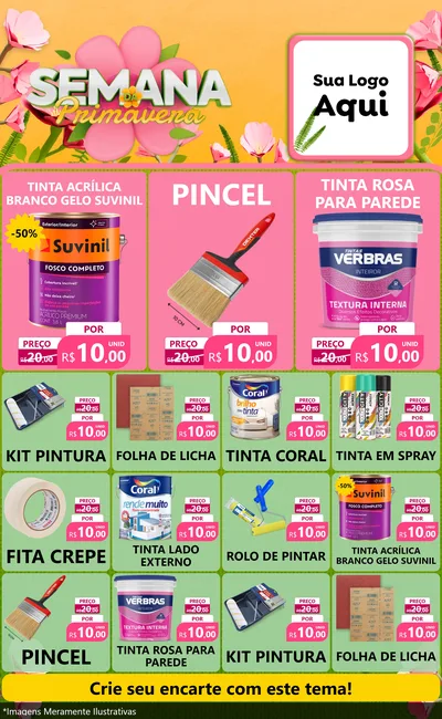 Modelo de Encarte para Encarte Grande com o tema Semana da Primavera para Tintas e Ferramentas