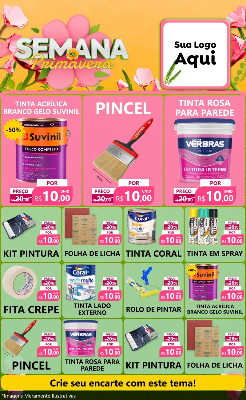 Modelo de Encarte para Encarte Grande com o tema Semana da Primavera para Tintas e Ferramentas