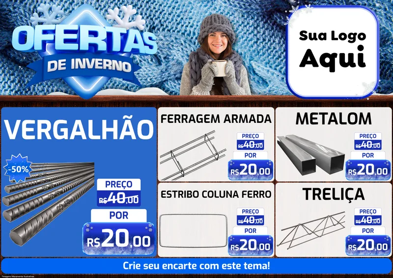 Modelo de Encarte para Encarte A4 Horizontal com o tema Ofertas de Inverno para Ferragens