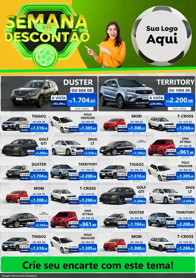 Modelo de Encarte para Encarte A4 Vertical com o tema Semana de Descontão - Copa para Concessionaria de Carros