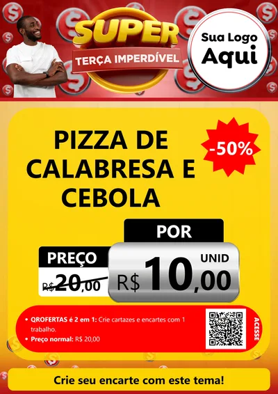 Modelo de Cartaz para Cartaz A4 Vertical com o tema Super Terça Imperdível para Pizzaria