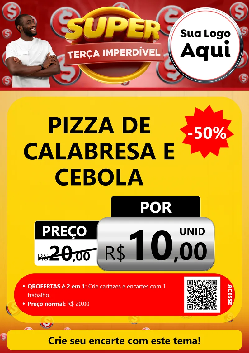 Modelo de Cartaz para Cartaz A4 Vertical com o tema Super Terça Imperdível para Pizzaria