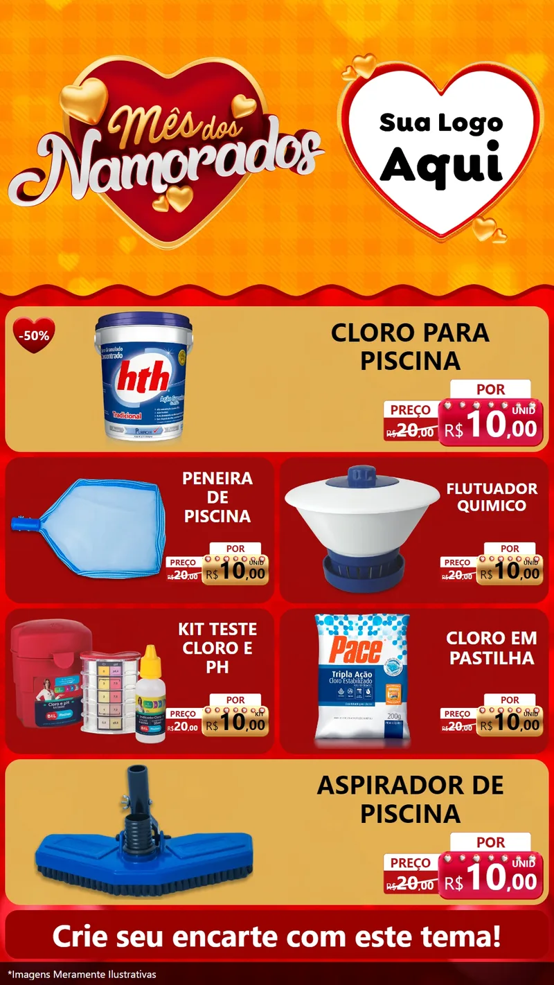 Modelo de TV para TV Vertical com o tema Mês dos Namorados para Produtos para Piscina