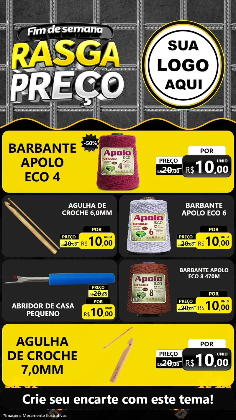 Modelo de TV para TV Vertical com o tema Fim de Semana Rasga Preço para Armarinho e Aviamentos