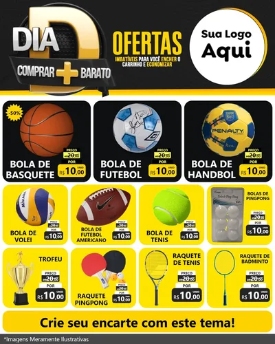 Modelo de Rede Social para Feed Instagram com o tema Dia D Mais Economia para Artigos Esportivos