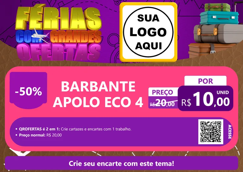 Modelo de Cartaz para Cartaz A4 Horizontal com o tema Férias com Grandes Ofertas para Armarinho e Aviamentos