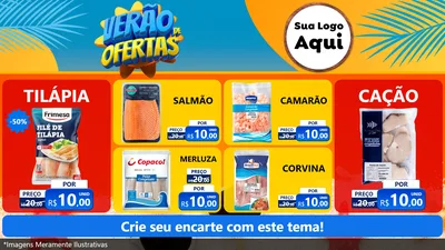 Modelo de TV para TV Horizontal com o tema Verão de Ofertas para Peixaria