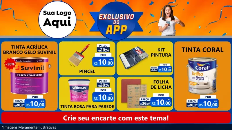 Modelo de TV para TV Horizontal com o tema Exclusivo do Aplicativo para Tintas e Ferramentas