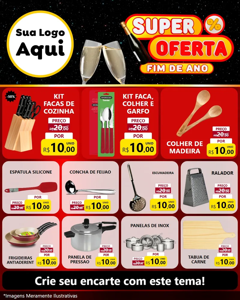 Modelo de Rede Social para Feed Instagram com o tema Super Oferta Fim de Ano para Utilidades Domésticas