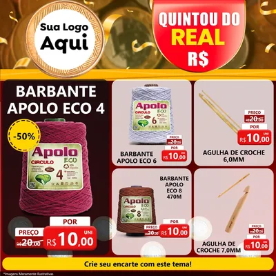 Modelo de Rede Social para Feed Facebook com o tema Quintou do Real para Armarinho e Aviamentos