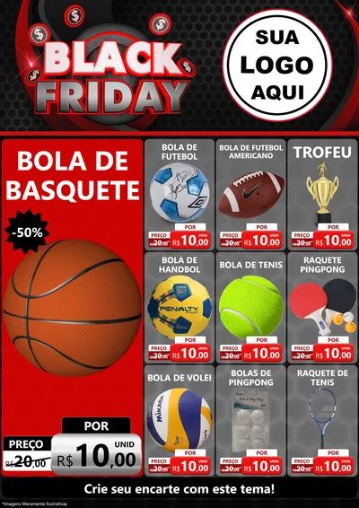 Modelo de Encarte para Encarte A4 Vertical com o tema Black Friday para Artigos Esportivos