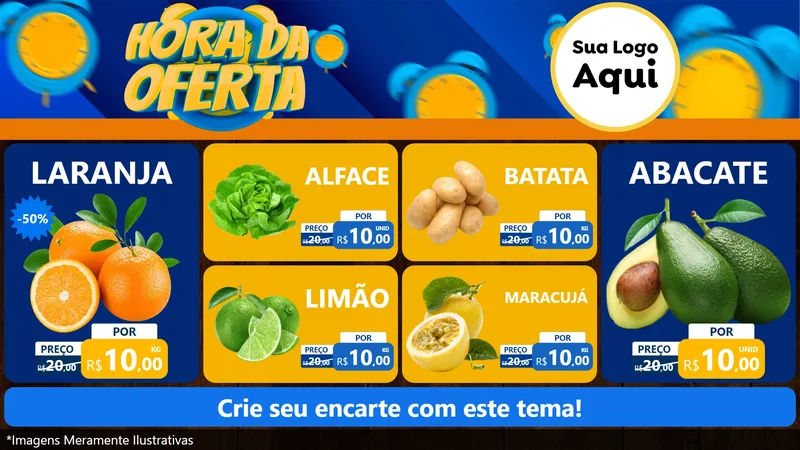 Modelo de TV para TV Horizontal com o tema Hora da Oferta para Hortifrúti