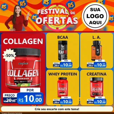 Modelo de Rede Social para Feed Facebook com o tema Festival de Ofertas para Suplementos alimentares