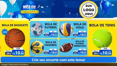 Modelo de TV para TV Horizontal com o tema Mês de Aniversário para Artigos Esportivos