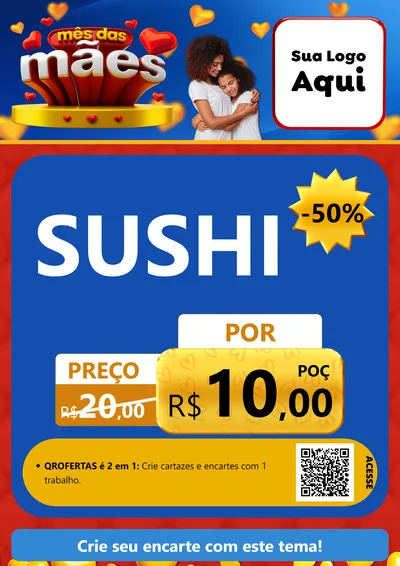 Modelo de Cartaz para Cartaz A4 Vertical com o tema Mês das Mães para Comida japonesa