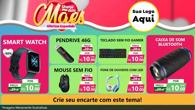 Modelo de TV para TV Horizontal com o tema Show das Mães - Ofertas Especiais para Informática