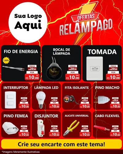 Modelo de Rede Social para Feed Instagram com o tema Ofertas Relâmpago para Materiais Elétricos
