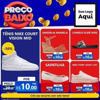 Modelo de Rede Social para Feed Facebook com o tema Preço Baixo para Calçados
