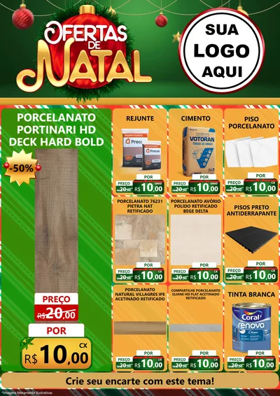 Modelo de Encarte para Encarte A4 Vertical com o tema Ofertas de Natal para Pisos e revestimentos