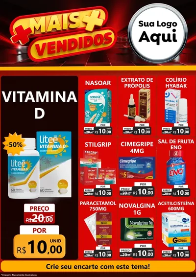 Modelo de Encarte para Encarte A4 Vertical com o tema Mais Vendidos para Farmácia