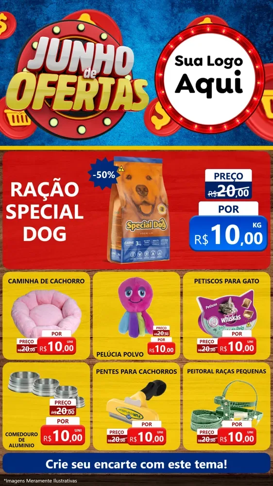 Modelo de Rede Social para Stories com o tema Junho de Ofertas para Pet Shop