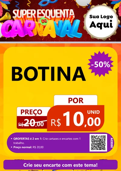 Modelo de Cartaz para Cartaz A4 Vertical com o tema Super Esquenta de Carnaval para Agropecuária