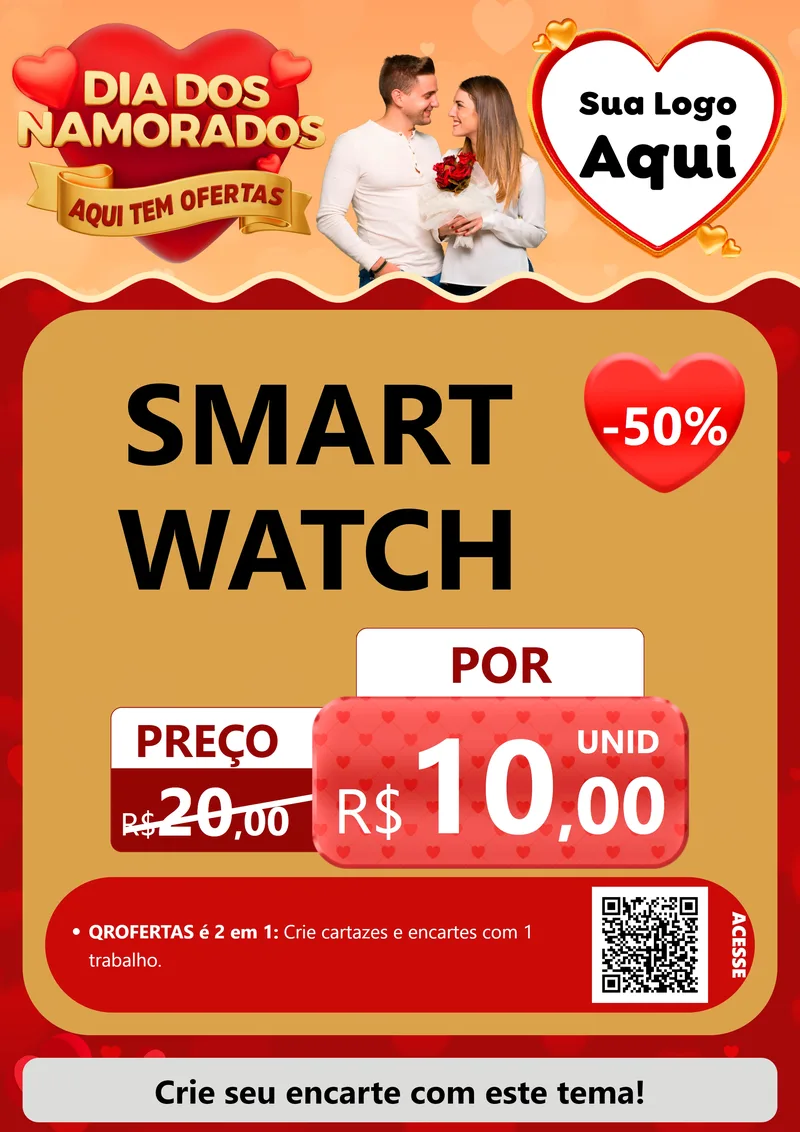 Modelo de Cartaz para Cartaz A4 Vertical com o tema Dia dos Namorados - Aqui Tem Ofertas para Informática