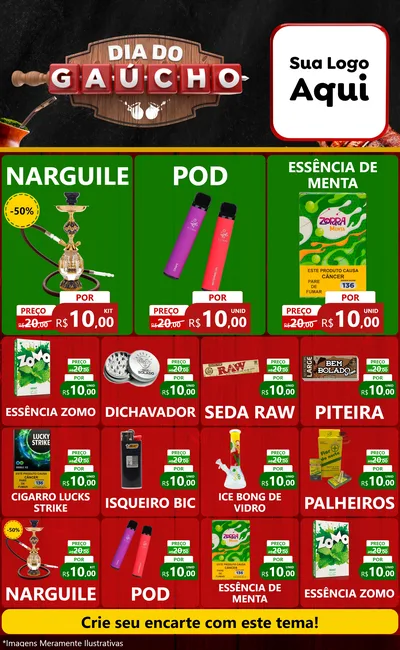 Modelo de Encarte para Encarte Grande com o tema Dia do Gaúcho para Tabacaria