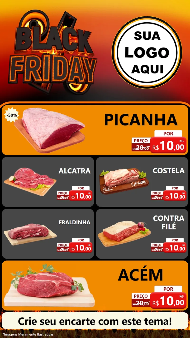 Modelo de TV para TV Vertical com o tema Black Friday para Açougue