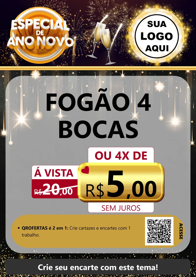 Modelo de Cartaz para Cartaz A4 Vertical com o tema Especial de Ano Novo para Móveis e Eletro