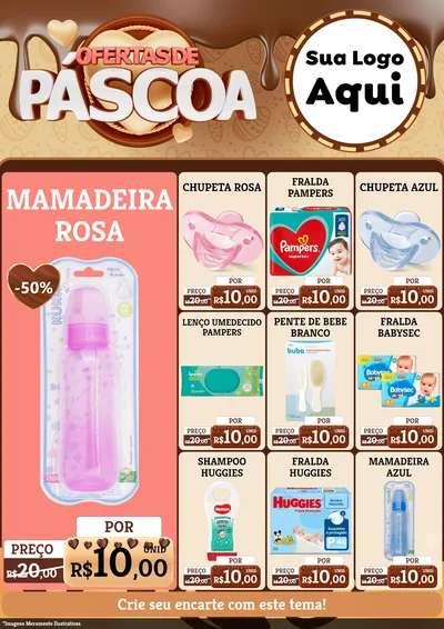 Modelo de Encarte para Encarte A4 Vertical com o tema Ofertas de Páscoa para Bebês