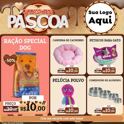 Modelo de Rede Social para Feed Facebook com o tema Ofertas de Páscoa para Pet Shop