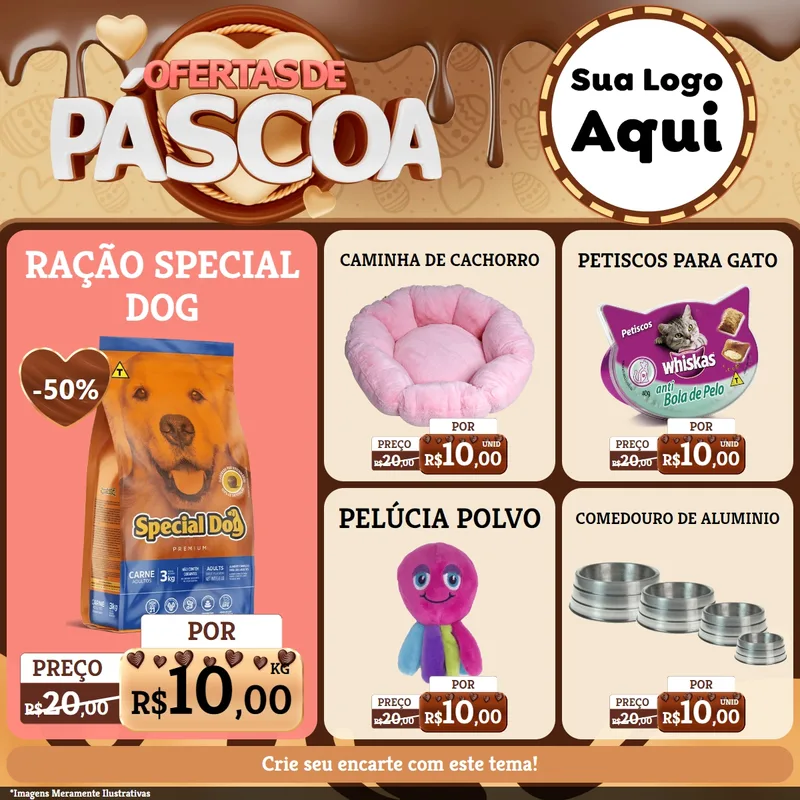 Modelo de Rede Social para Feed Facebook com o tema Ofertas de Páscoa para Pet Shop