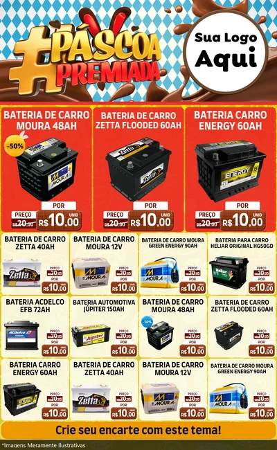 Modelo de Encarte para Encarte Grande com o tema Páscoa Premiada para Baterias Elétricas