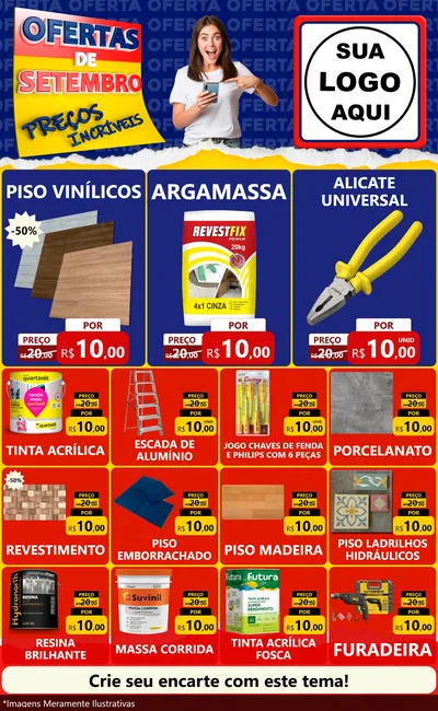 Modelo de Encarte para Encarte Grande com o tema Ofertas de Setembro - Preços Incríveis para Material para Construção