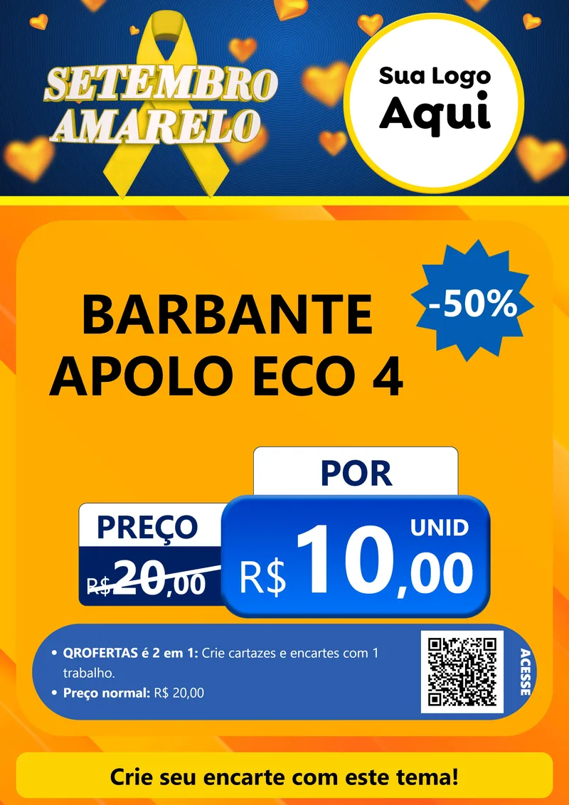 Modelo de Cartaz para Cartaz A4 Vertical com o tema Setembro Amarelo para Armarinho e Aviamentos