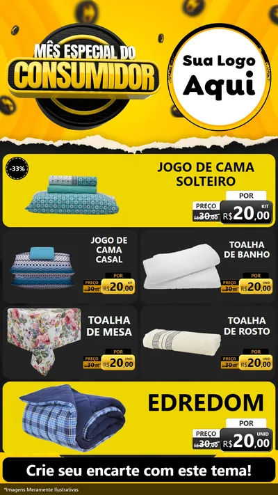 Modelo de TV para TV Vertical com o tema Mês Especial do Consumidor para Cama, Mesa e Banho