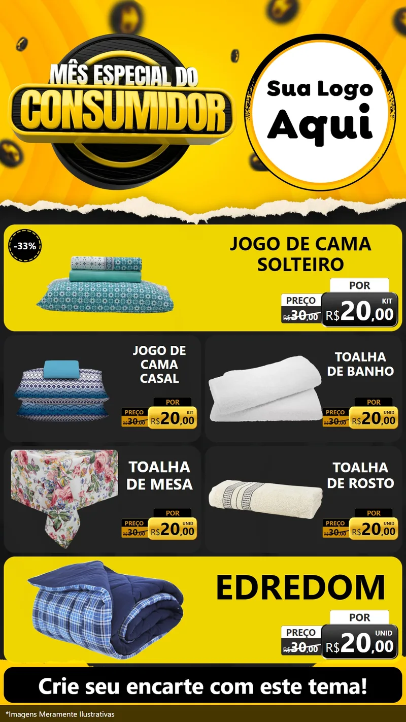 Modelo de TV para TV Vertical com o tema Mês Especial do Consumidor para Cama, Mesa e Banho