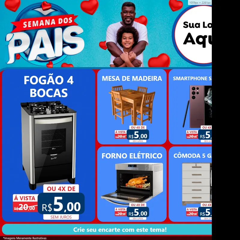 Modelo de Rede Social para Feed Facebook com o tema Semana Dos Pais para Móveis e Eletro