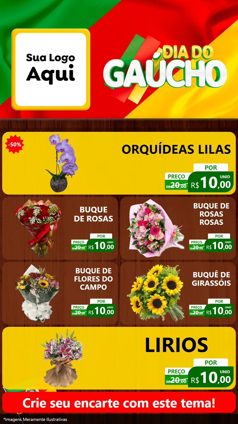 Modelo de TV para TV Vertical com o tema Dia do Gaúcho para Floricultura e jardim