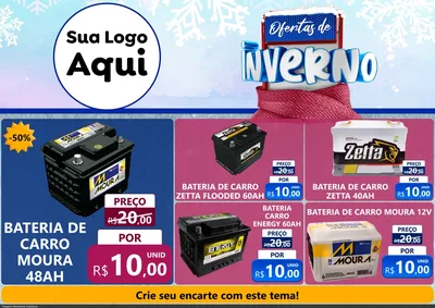 Modelo de Encarte para Encarte A4 Horizontal com o tema Ofertas de Inverno para Baterias Elétricas