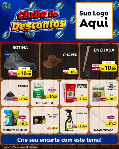 Modelo de Rede Social para Feed Instagram com o tema Clube de Descontos para Agropecuária