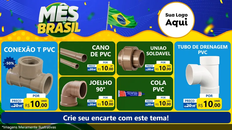 Modelo de TV para TV Horizontal com o tema Mês do Brasil para Tubos e conexões