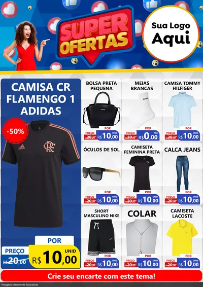 Modelo de Encarte para Encarte A4 Vertical com o tema Super Ofertas para Roupas e acessórios